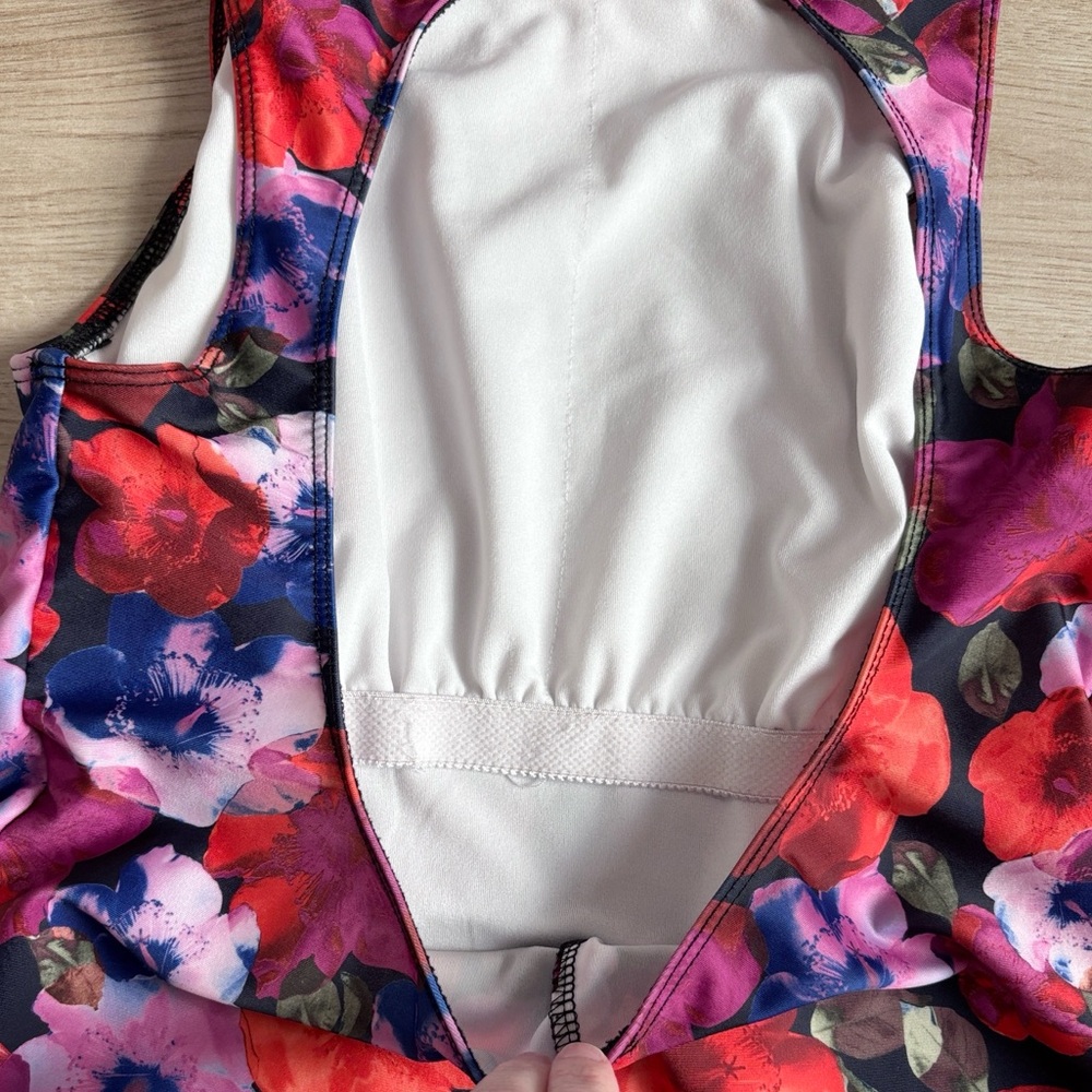 Kortni Jeane Swimsuit Top Tank Top Floral Red Purple Black - Picture 5 of 5